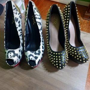 2 pair of high heel shoes